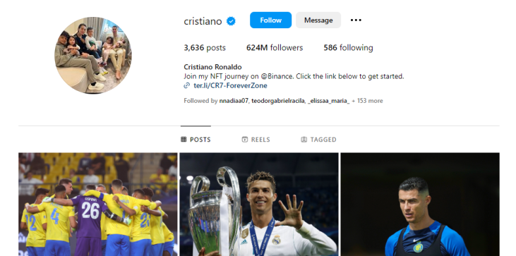 Cristiano Ronaldos Instagram